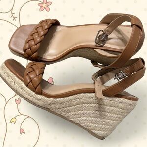 a new day Tan Braided Wedge Sandals